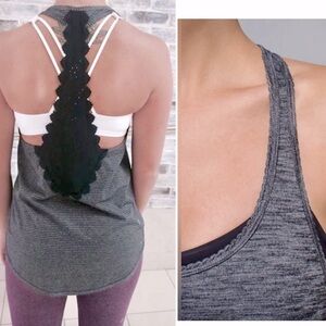 LULULEMON Laser Scalloped Grey & Black Racerback Tank Top